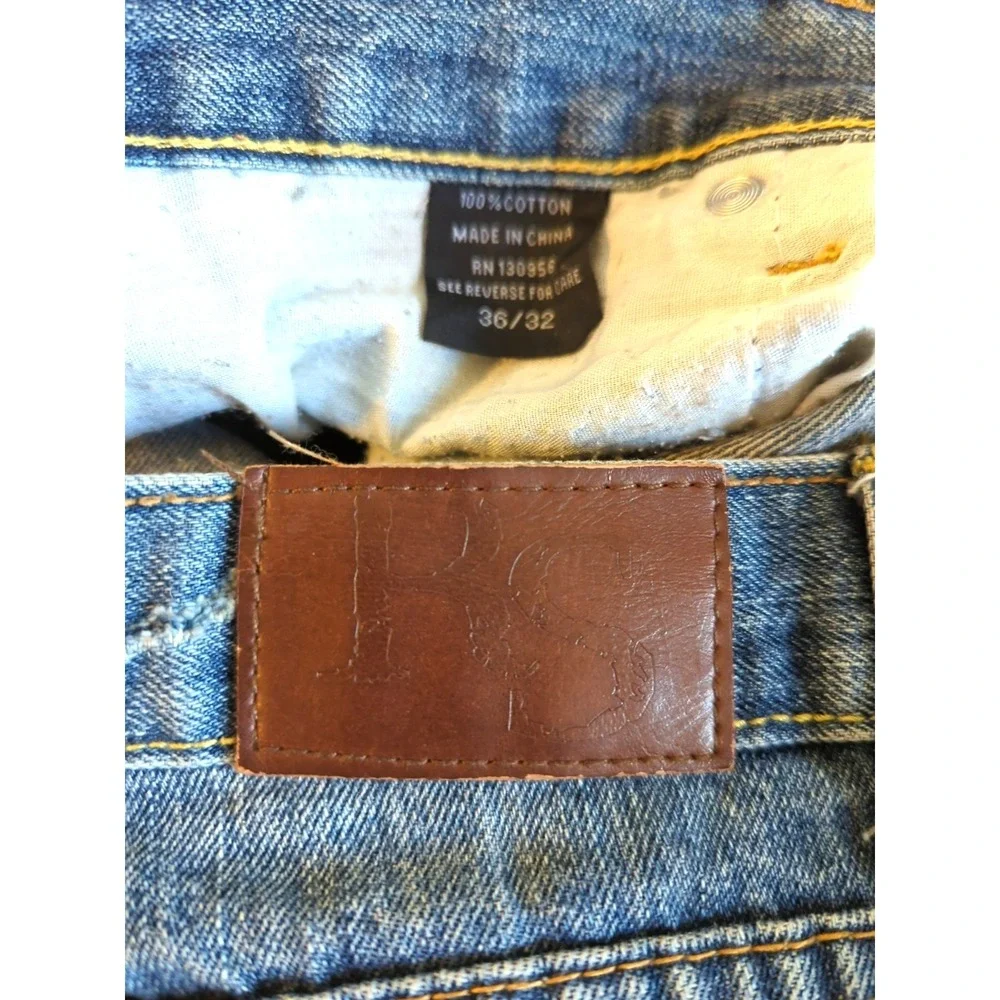 Wide Leg Distressed Jeans Men 36x32 100% Cotton Grunge Beach Beer